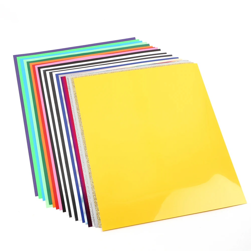

21pcs HTV Heat Transfer Vinyl Sheets Bundle Reflective Glitter Rainbow Heat Transfer Film Heat Press Iron on Vinyl 30x25cm