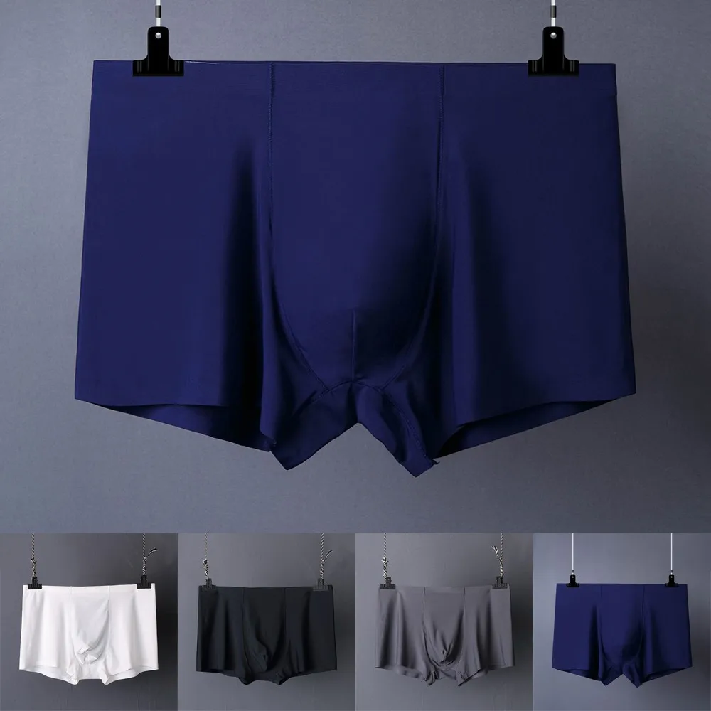 

Ice Silk Men Underwear Sexy Underpants Pure Color Breathable Boxer Shorts Underwear Man Slip Gay Lingerie Underpants Panties