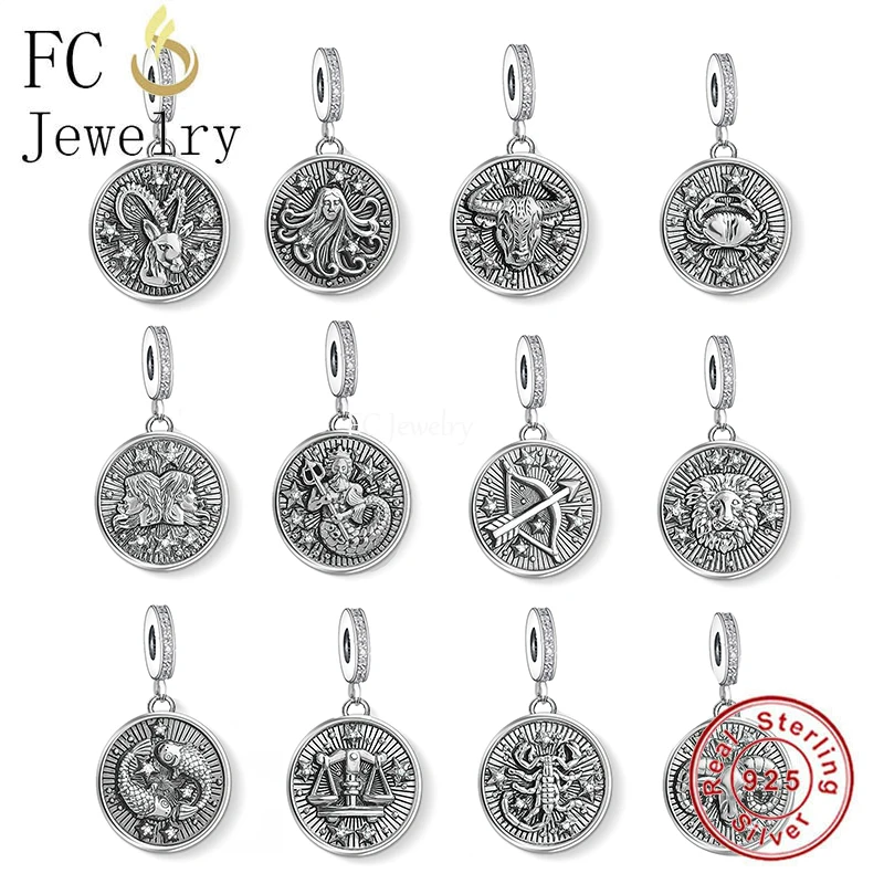 

FC Jewelry Fit Original Pan Charms Bracelet 925 Sterling Silver Scorpio Virgo 12 Constellations Bead For Making Berloque 2022