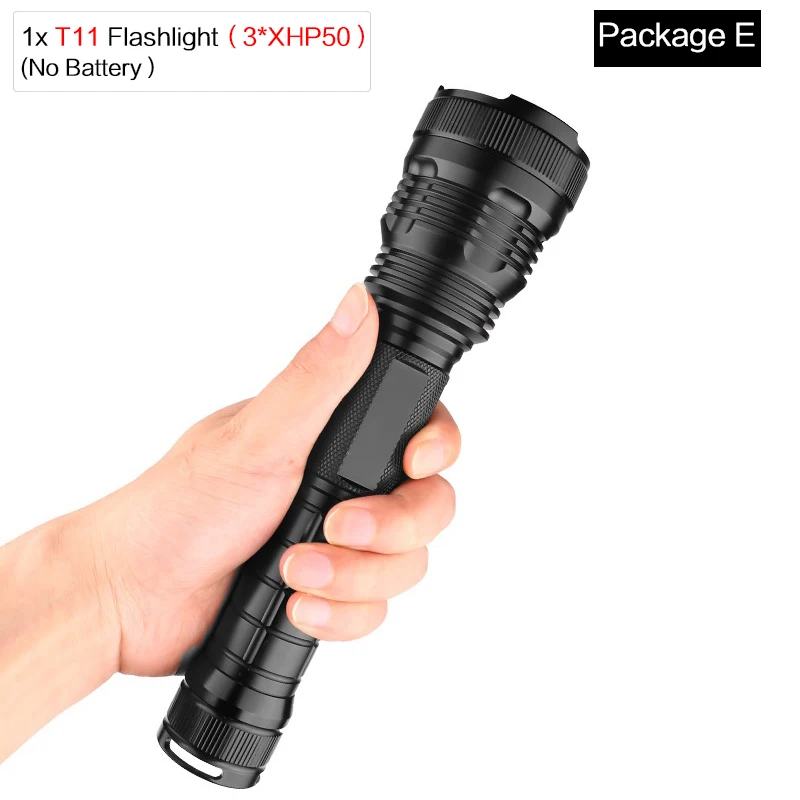Package E 7500 люменов XLamp 3* XHP50 самый мощный светодиодный фонарик usb Zoom фонарь xhp70.2 xhp50 18650 или 26650 перезаряжаемый аккумулятор для охоты - Испускаемый цвет: Package E