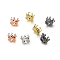 3pcslot 4color cz crown beads diy copper metal micro pave cubic zirconia crown spacer beads for beaded bracelet jeweley making