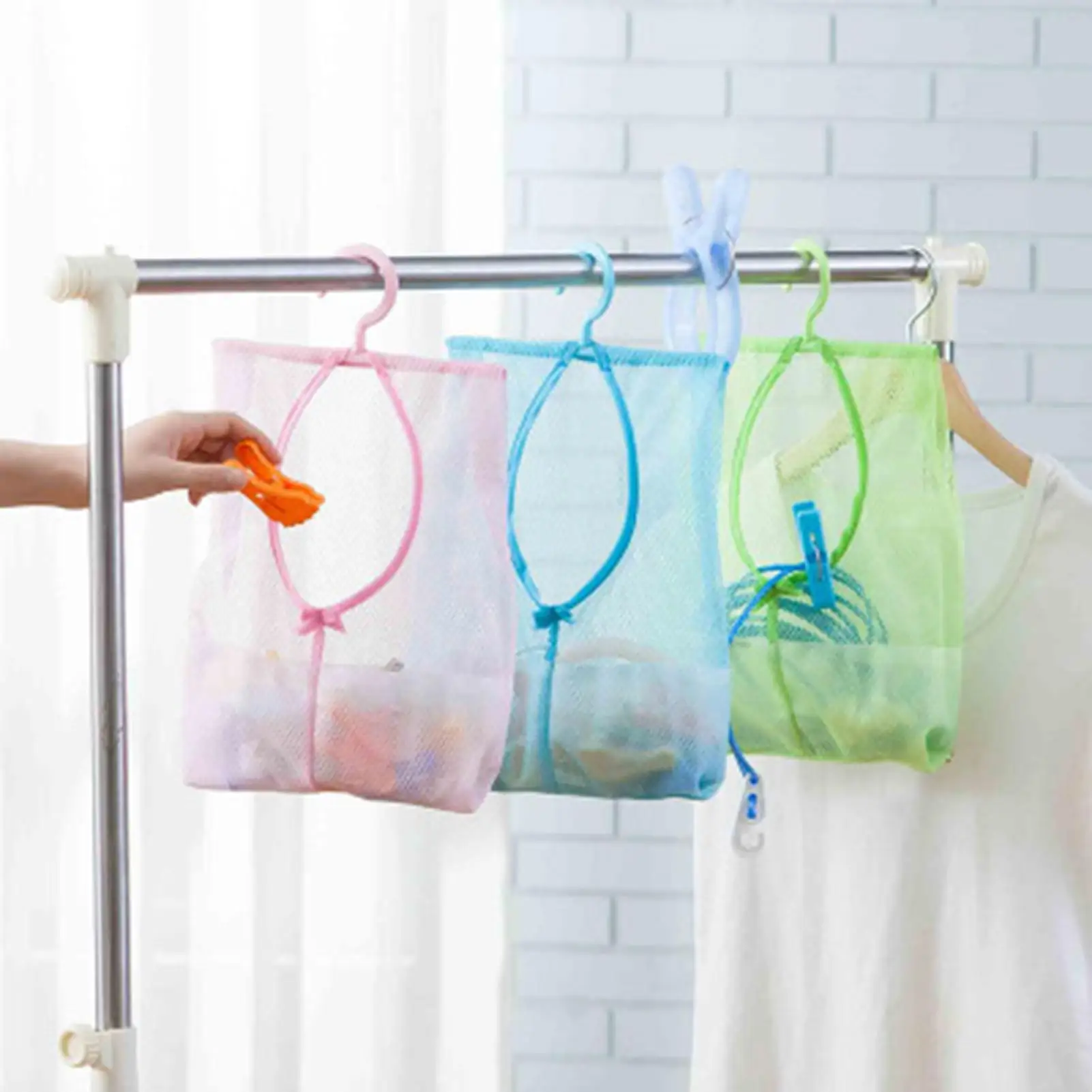 

Kitchen Bathroom Hanging Storage Bag Mesh Organizer Sundries Pouch Toy Container