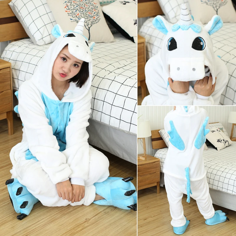Зимняя Пижама с единорогом Kigurumi Ститч животными ползунки панда для женщин и