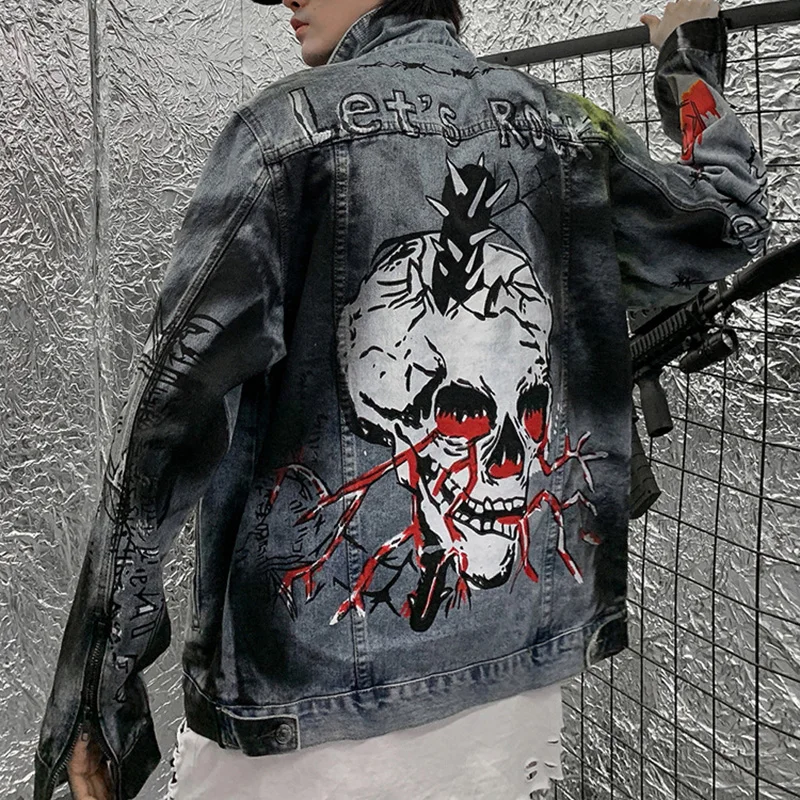 Джинсовая куртка мужская в стиле хип хоп демисезонная|Мужские куртки| |