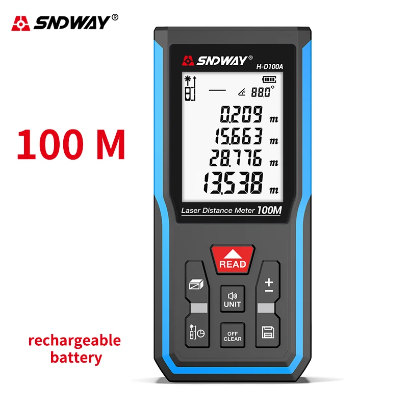 HD-100A Sndway перезаряжаемый лазерный дальномер электронный лазерный дальномер с рулеткой 50 м 70 м 100 м 120 м лазерный измерительный дальномер - Цвет: HD-100A