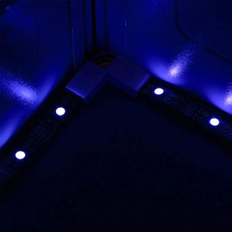 

L-Shape 4-Pin LED Strip Connectors Angle Adjustable Bendable No Welding Converter 10mm Width 5050 RGB LED Strip Light Connectors