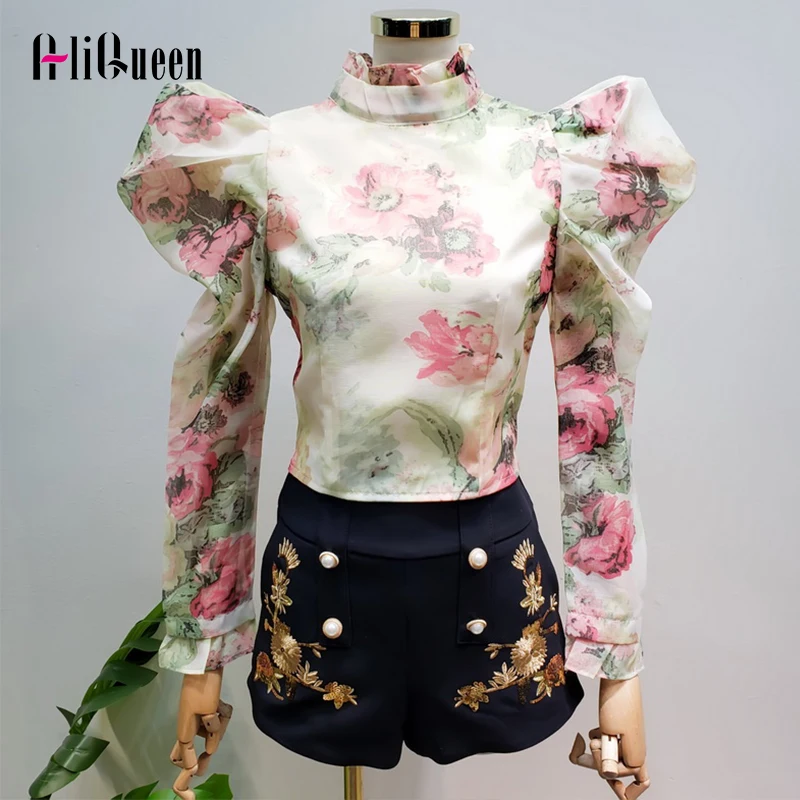 2021 сезон: весна-лето для женщин в винтажном стиле с Цветочный принт буффами на