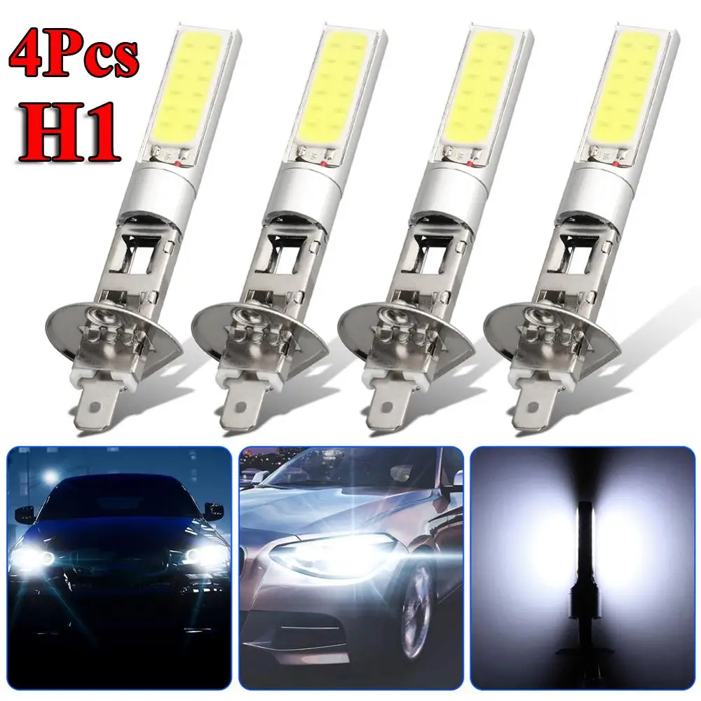 

4pcs H1 COB LED Car Headlight 60W 6000LM 6000K White Hi/Lo Beam Driving Light Lamp Bulb High Quality
