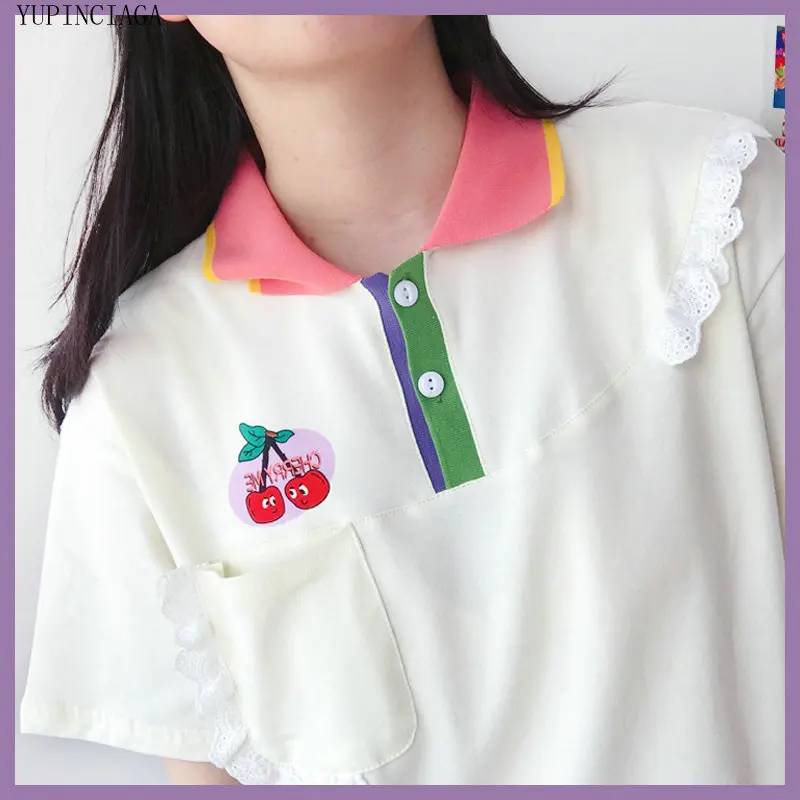 Футболка женская с отложным воротником Литературная рубашка короткими рукавами