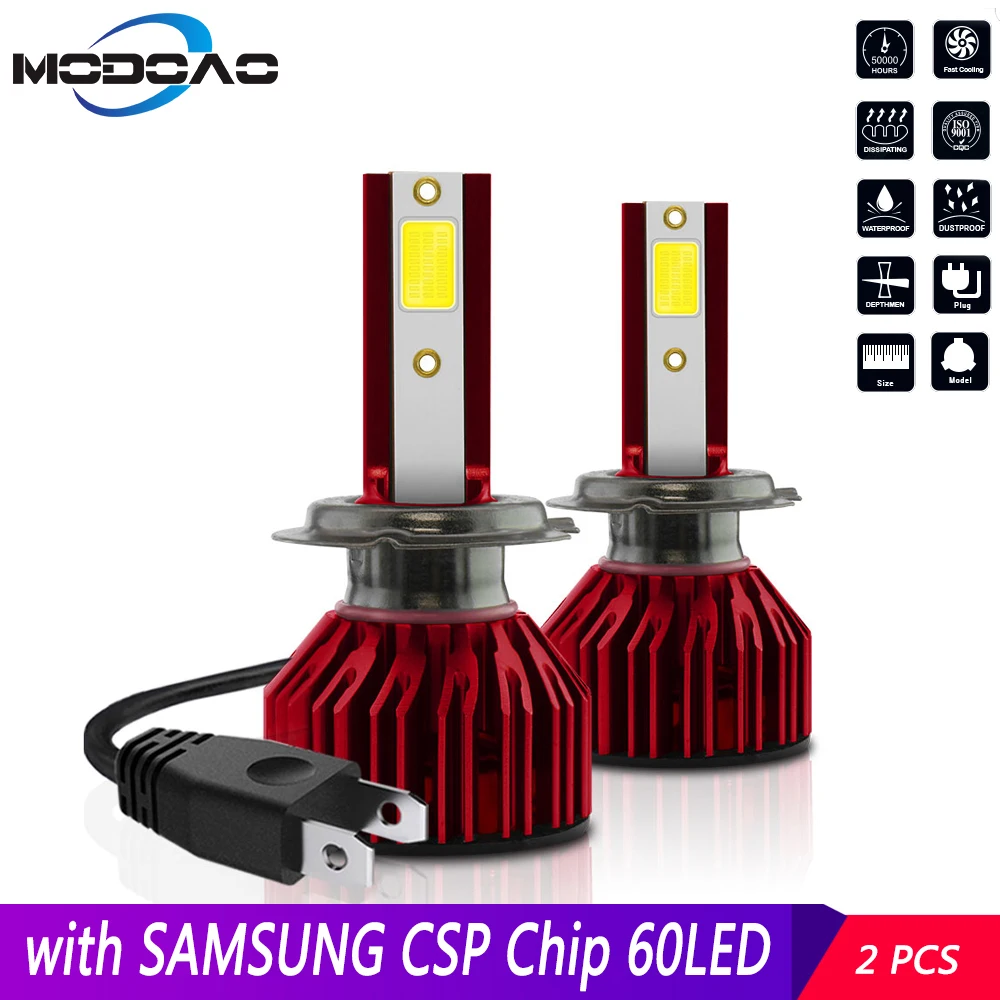2 шт. H7 H4 светодиодный H8 H9 H11 9005 9006 9012 фары CSP чип DC 12V 24V 10000LM 6000K белый авто