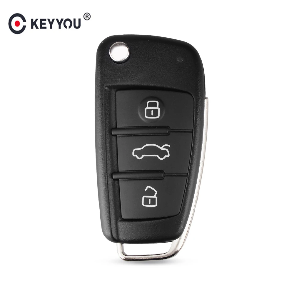 KEYYOU 3 Button Folding Remote Flip Car Key Case Shell Fob For Audi A2 A3 A4 A6 A6L A8 Q7 TT Replacement | Автомобили и мотоциклы