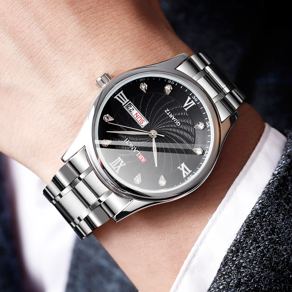 Новинка Reloj Hombre роскошные Брендовые Часы для мужчин нержавеющая сталь бриллиант