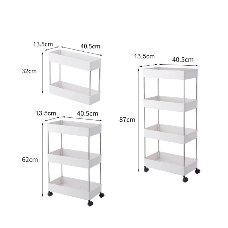

2/3/4 Tier Slim Storage Cart Mobile Shelving Unit Organizer Slide Out Storage Rolling Utility Cart Rack for Kitchen Bathroom