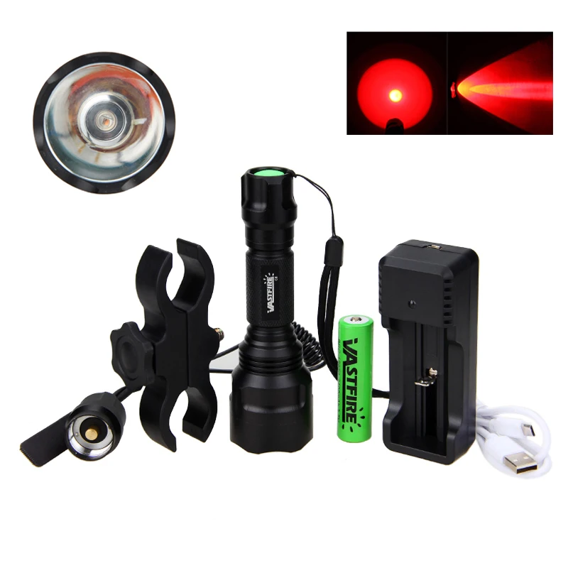 C8 4000 люменов XM L Q5 светодиодный фонарь для оружия Красный Тактический охотничий +