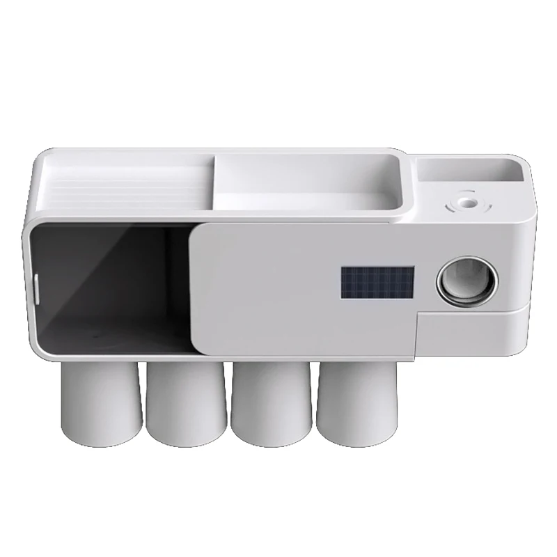 

Wall Mounted Toothbrush Holder,With Automatic Toothpaste Dispenser, Light Energy Charging,Electrictoothbrush Organizer