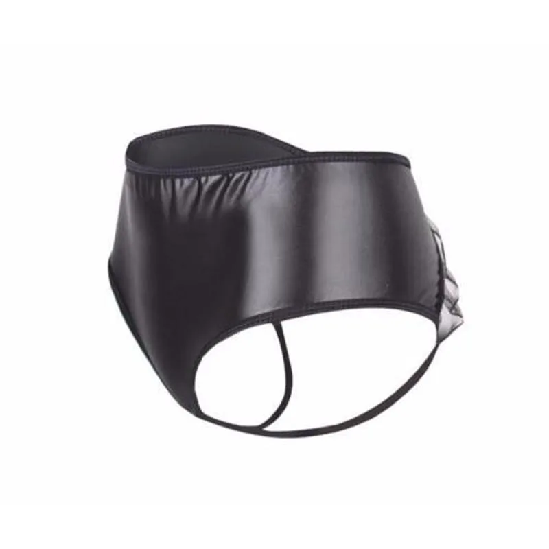 Сексуальные женские трусики с открытыми ягодицами и мокрым эффектом кружевной