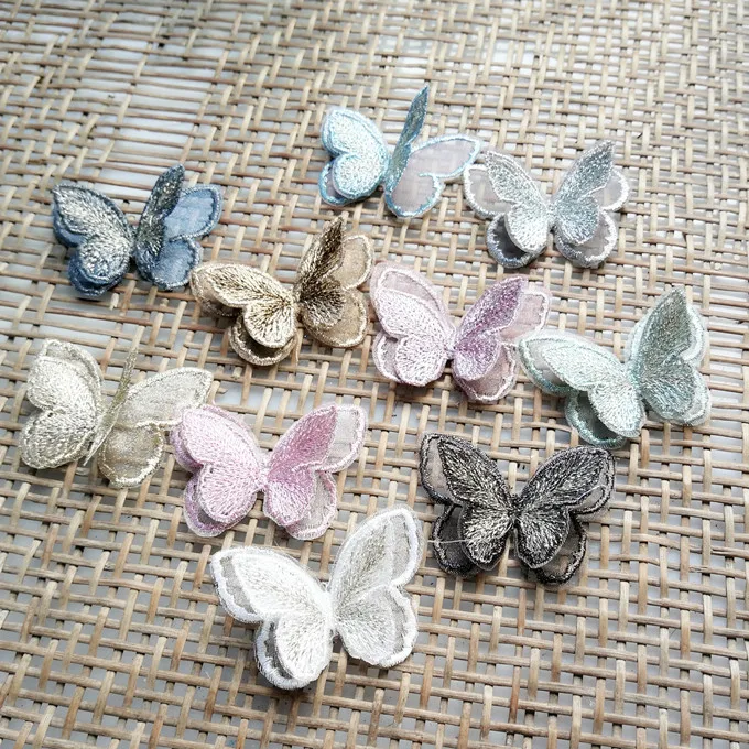10 шт./лот двухслойная аппликация в виде бабочки кружевная нашивка аксессуары для
