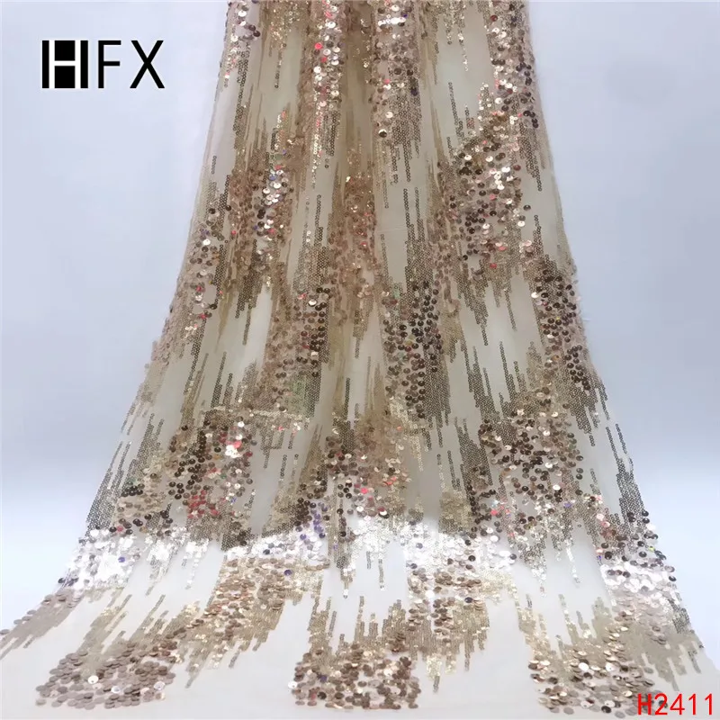HFX 2019 Нигерия новейший дизайн блесток кружевная ткань Высокое качество