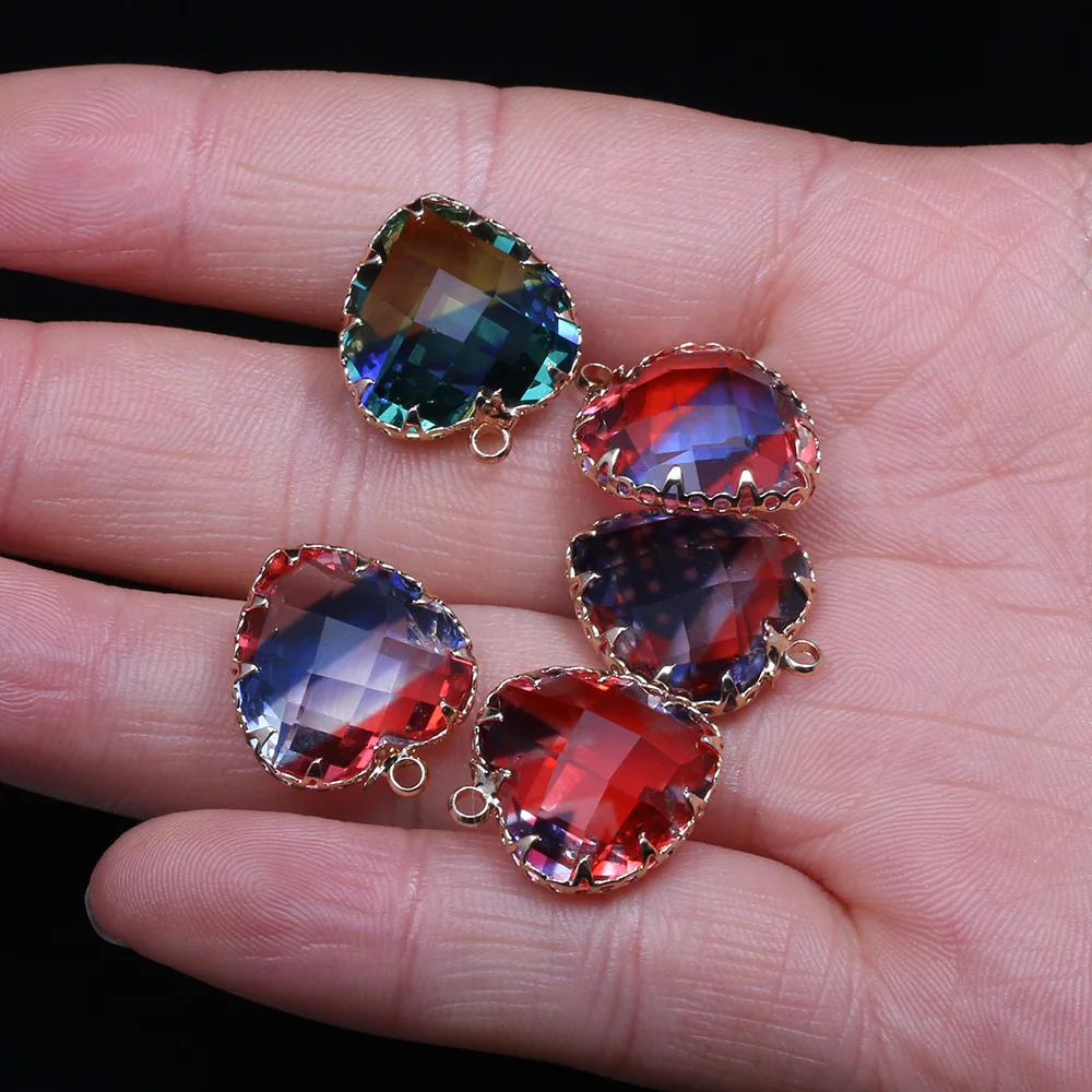 

Heart-shaped Mixed Color Glass Crystals Pendant Reiki Healing Natural Stone Amulet DIY Jewelry Personality Gift Size 12x16mm