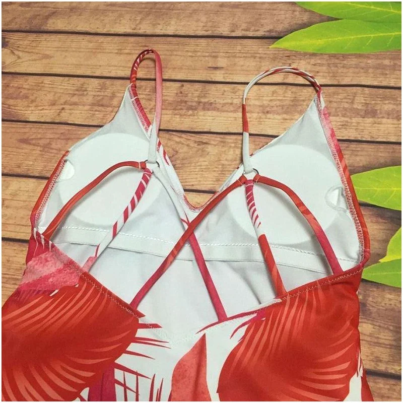 Новый сексуальный принт с зелеными листьями купальный костюм для женщин цельный