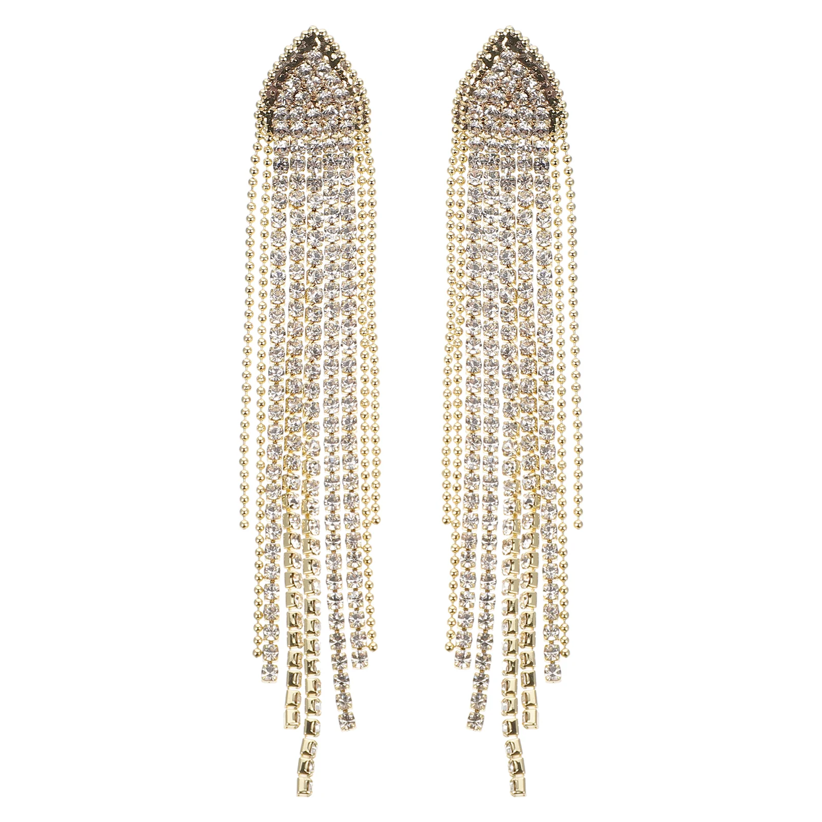 

1 Pair Rhinestone Long Tassel Earrings Bridal Drop Dangling Earrings
