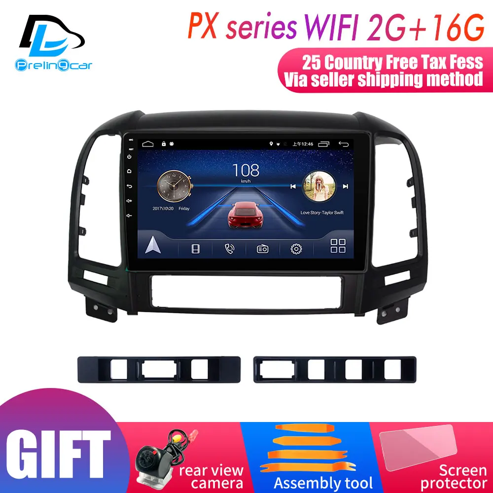 PX player 2G16G Android 9,0 Автомобильный gps Мультимедиа Видео Радио плеер в тире для HYUNDAI Santa fe santafe 2005-2012 год Навигация стерео - Цвет: PX player 2G16G