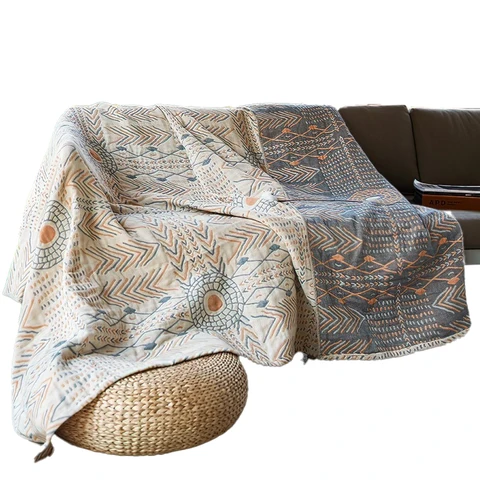 Хлопковое геометрическое покрывало Boho