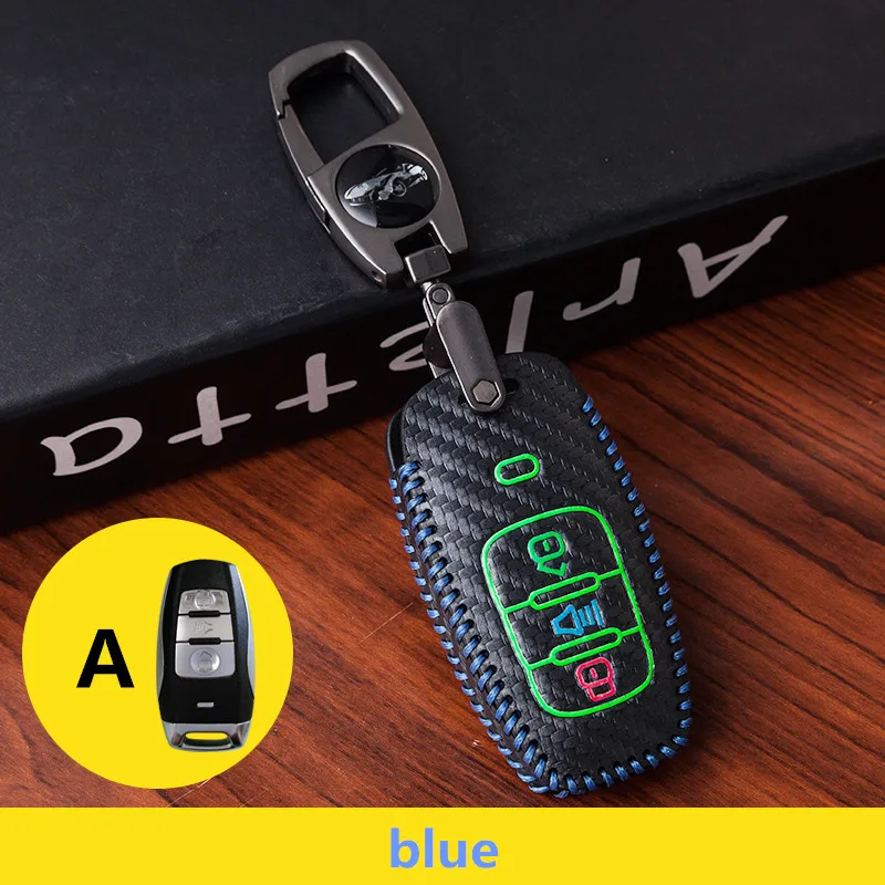 A-blue Световой кожаный чехол для автомобильных ключей, чехол для Защитные чехлы для сидений, сшитые специально для Great Wall Haval купе H7 H8 H9 GMW H6 C50 H6 купе H7 H9 H1 H2 2011- автомобильные аксессуары - Название цвета: A-blue