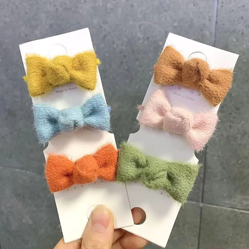 

Colorful Woolen Bow Kids Hair Rope Ties Ring Hair Clips for Girls Hairpin Elastic Hair Band Headband 6pcs Girls Hair Accessories