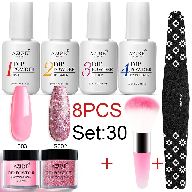 Azure beauty 8 шт./лот розовый цвет пудра блеск для украшения ногтей натуральный сухой
