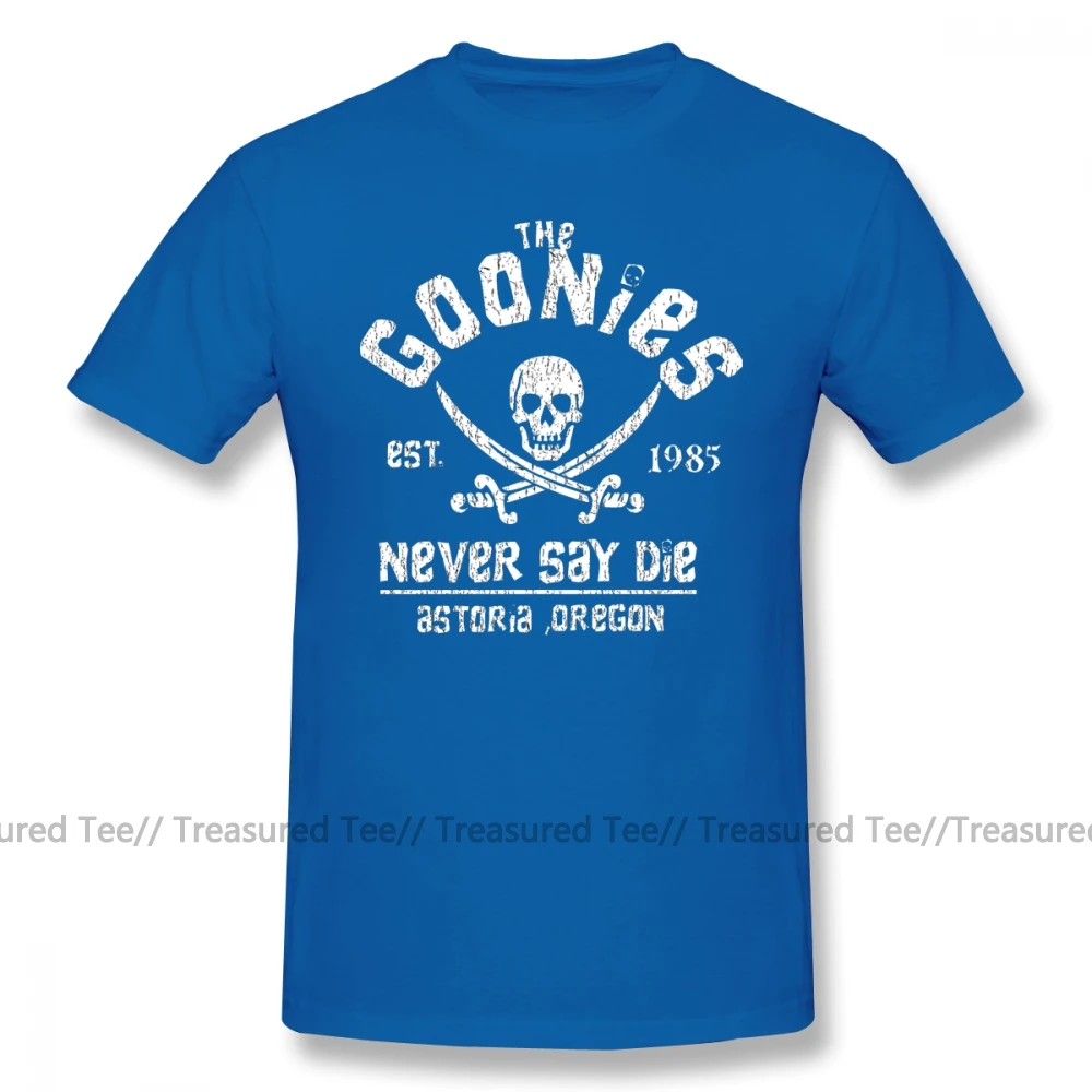 Футболка с надписью "Goonies", Футболка с коротким рукавом, графическая футболка, 100 хлопок, Пляжная Мужская большая футболка - Цвет: Blue