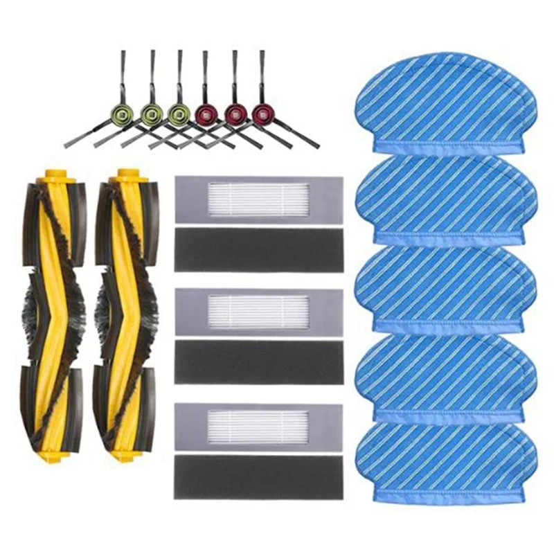 

Mop Cloth Side Brushes Roller Brush Filter Brush Mop Cloth Set For Ecovacs Deebot Ozmo 920 950 Vacuum Cleaner Parts