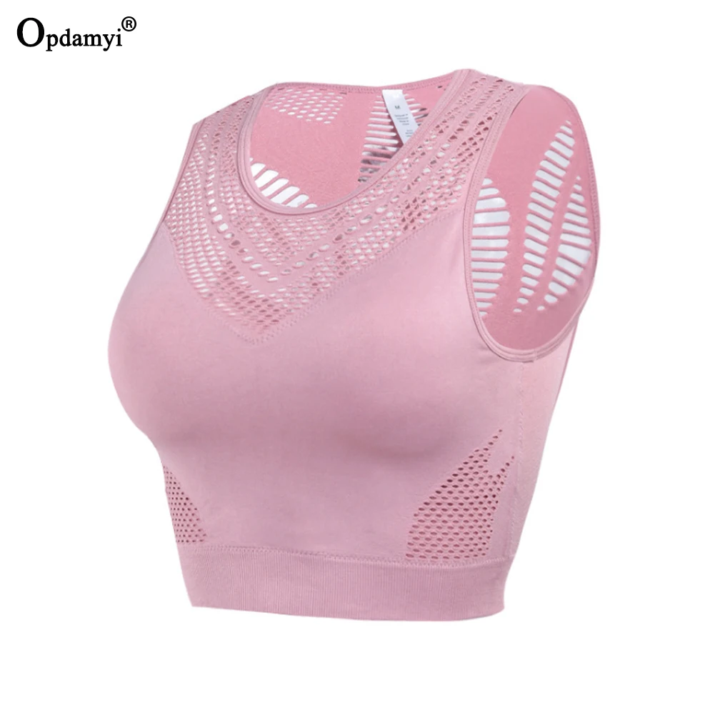 

Sports Bras Women Push Up Seamless Yoga Vest Top Gym Workout Crop Top Sleeveless Girl Underwear Fitness Running Mesh Yoga Tops
