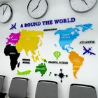 Цветная карта мира, акриловые 3D наклейки на стену для детской, гостиной, офиса, украшения для дома, 