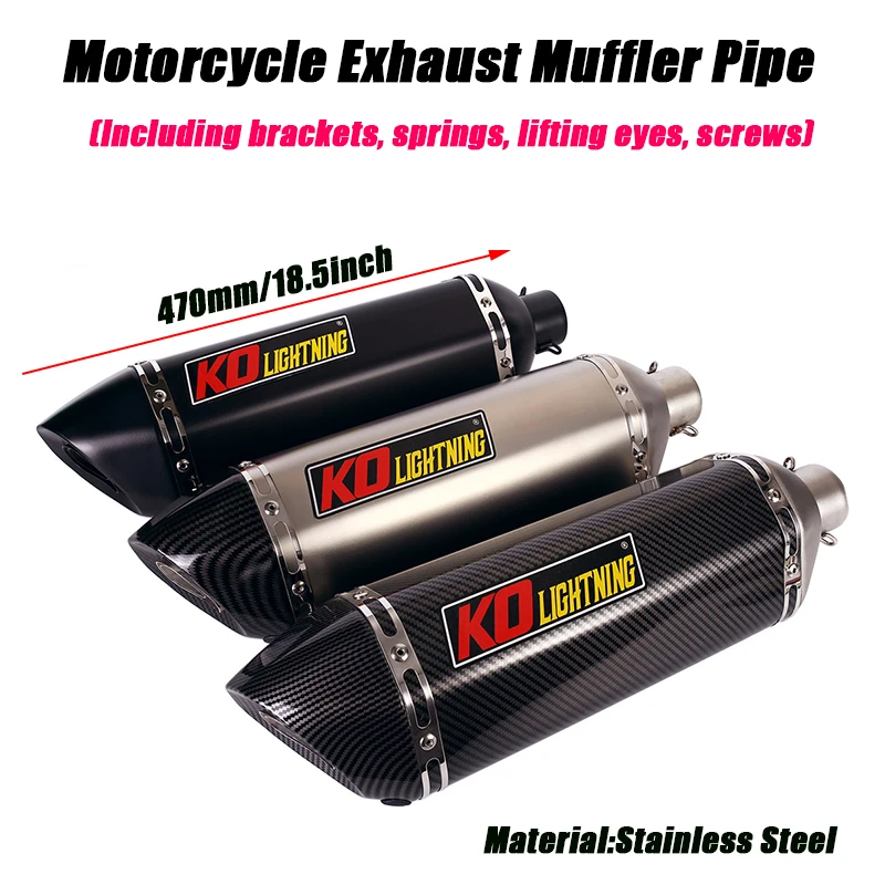 470mm Exhaust Silencer Tubes Stainless Muffler System Removable DB Killer 38-51mm Motorcycle Exhaust Baffler Pipe Silp on