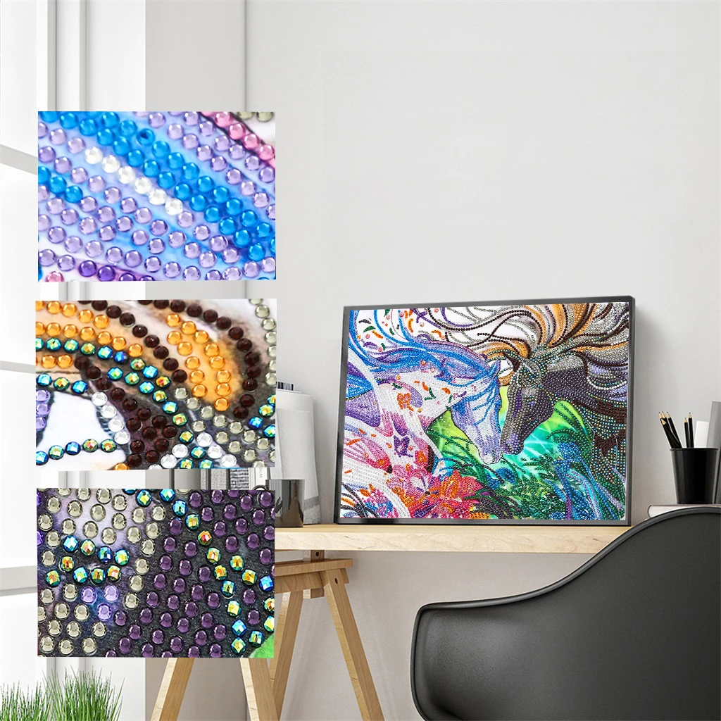 

JIEME Horse 5D DIY Diamond Painting Special Shaped Part Drill Animal Rhinestones Mosaic Handmade Gift