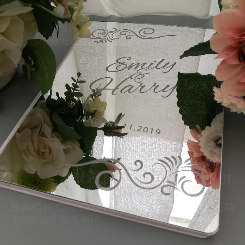 Guest Book Wedding Personalized Guestbook Signature Decor Engrave Carve Mirror Customized Names Date Cover Gift Rustic G018 | Дом и сад