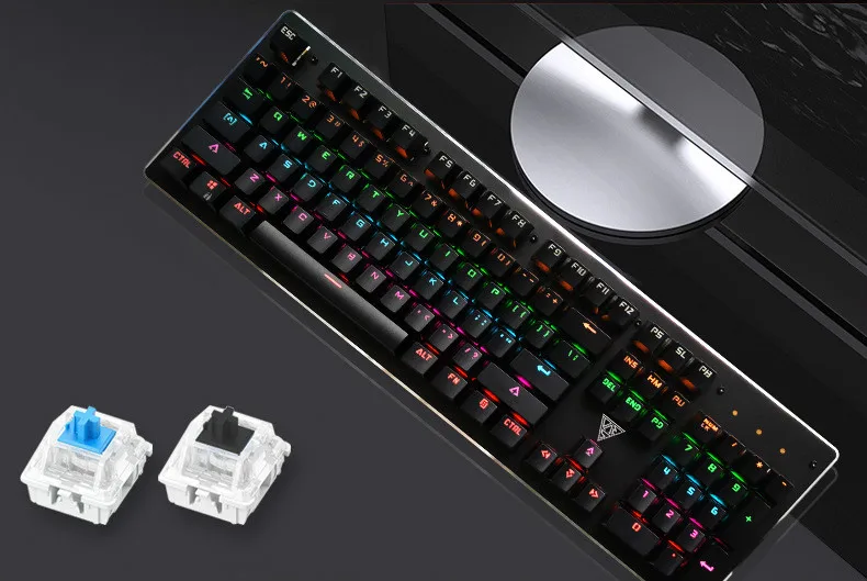 Механическая V2 6 цветов RGB компактная игровая клавиатура с 104 клавишами + мышь
