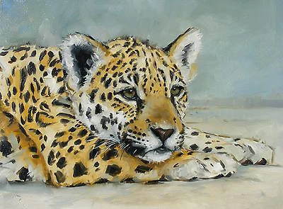 

LEOPARD CUB PORTRAIT ORIGINAL ART - TOP ART OIL PAINTING--24 INCH ART PAINTING # TOP ANIMAL HOME DECOR OIL ON CANVAS