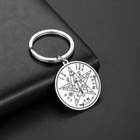 stainless steel keychain cthulhu mythology retro five pointed star seal medal pendant purses luxury keychain jewelry gift