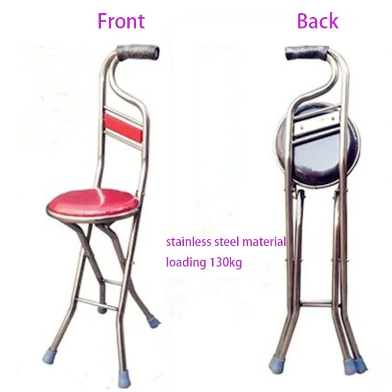 2023 New Safety Old Man S Shape Crutch Chair Non-slip Ultra-light Walking Sticks Multi-function Folding Cane Hiking Accessories