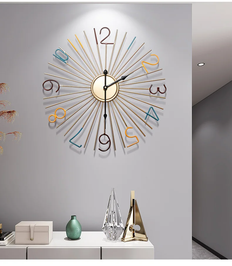 

Gold Large Metal Numbers Wall Clock Silent Iron Creative Digital Wall Clock Modern Design Orologio Da Parete Room Decor BK50BG