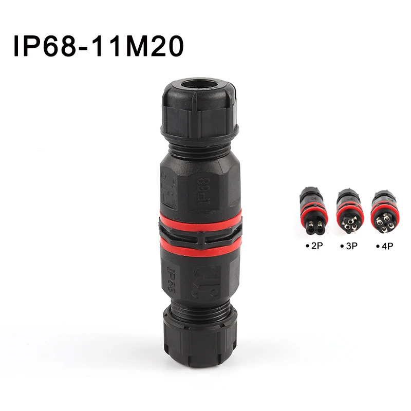 IP68 M20 Waterproof Connector  Outer Diameter 6-10mm 2/3/4PIN  Electrical Screw Type Power Cable Conector Junction Box