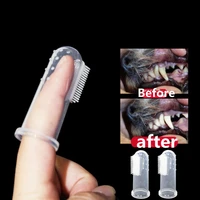 new hot selling super soft pet finger toothbrush teddy dog brush bad breath tartar teeth tool dog cat cleaning supplies 2019
