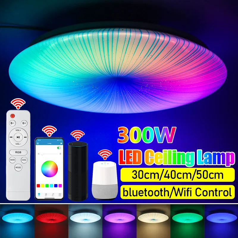 

Светодиодный потолочный светильник, 30/40/50 см, Wi-Fi, RGB, 300 Вт