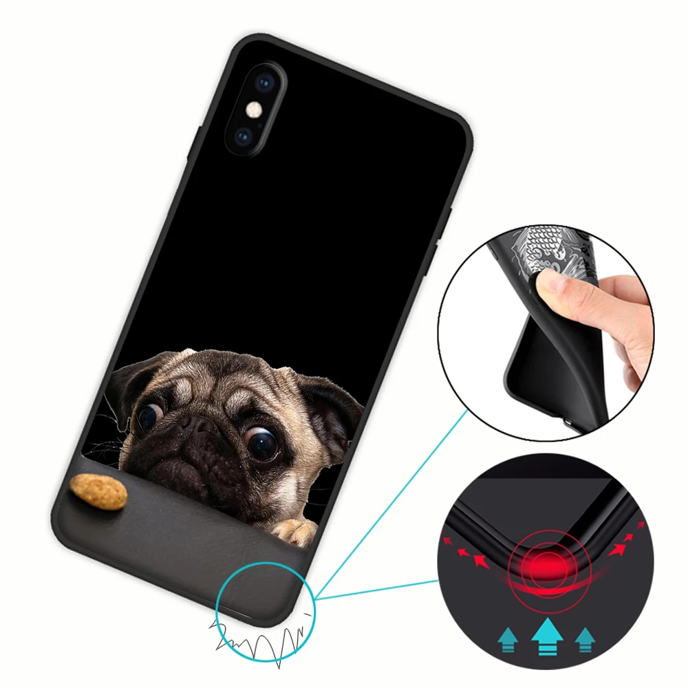 cute cartoon pug soft cover case for iphone 12 11 pro x xs xr max free global shipping
