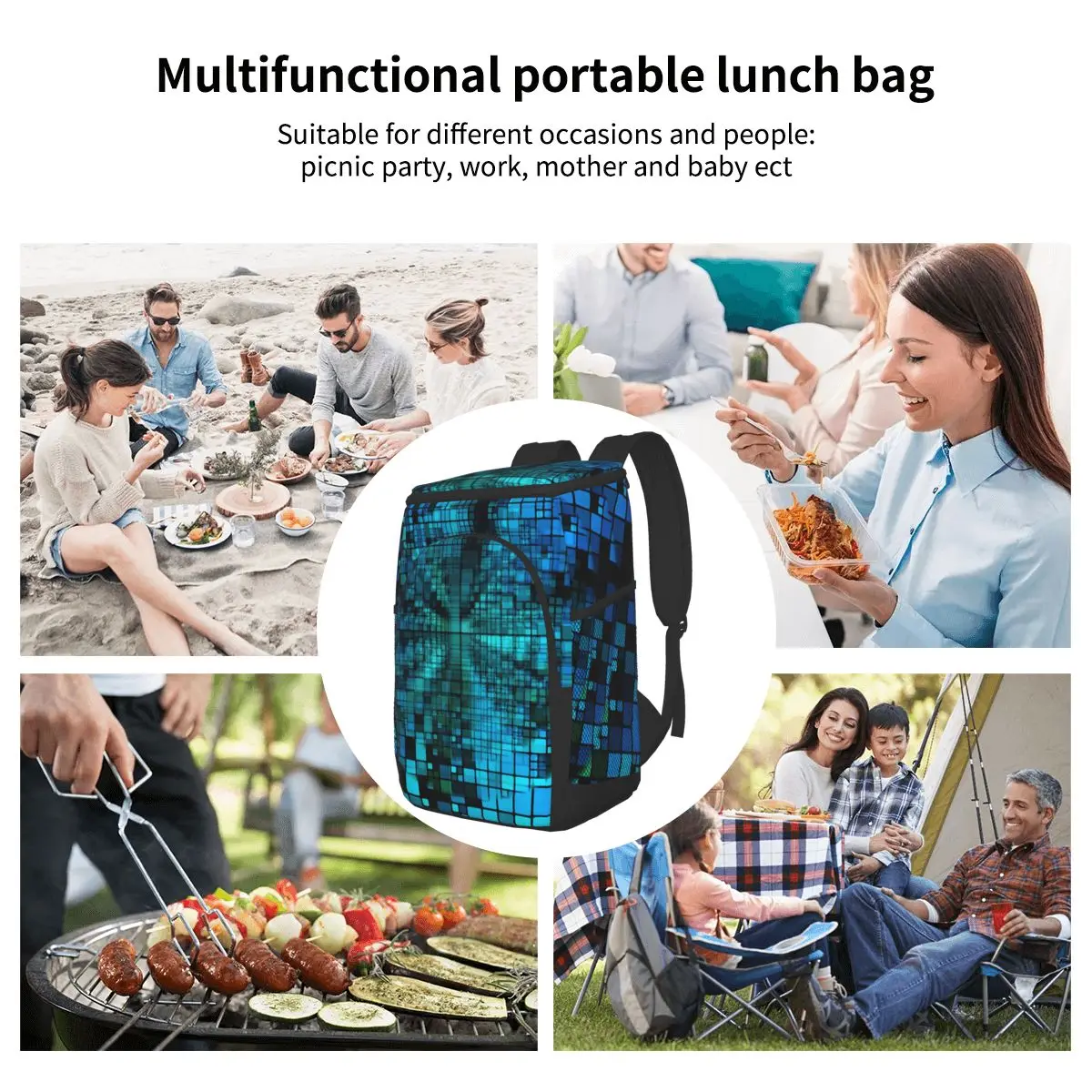

Mosaic Cooler Bag Backpack Picnic thermal Food Delivery Ice Thermo Lunch Camping Refrigerator Insulated Pack