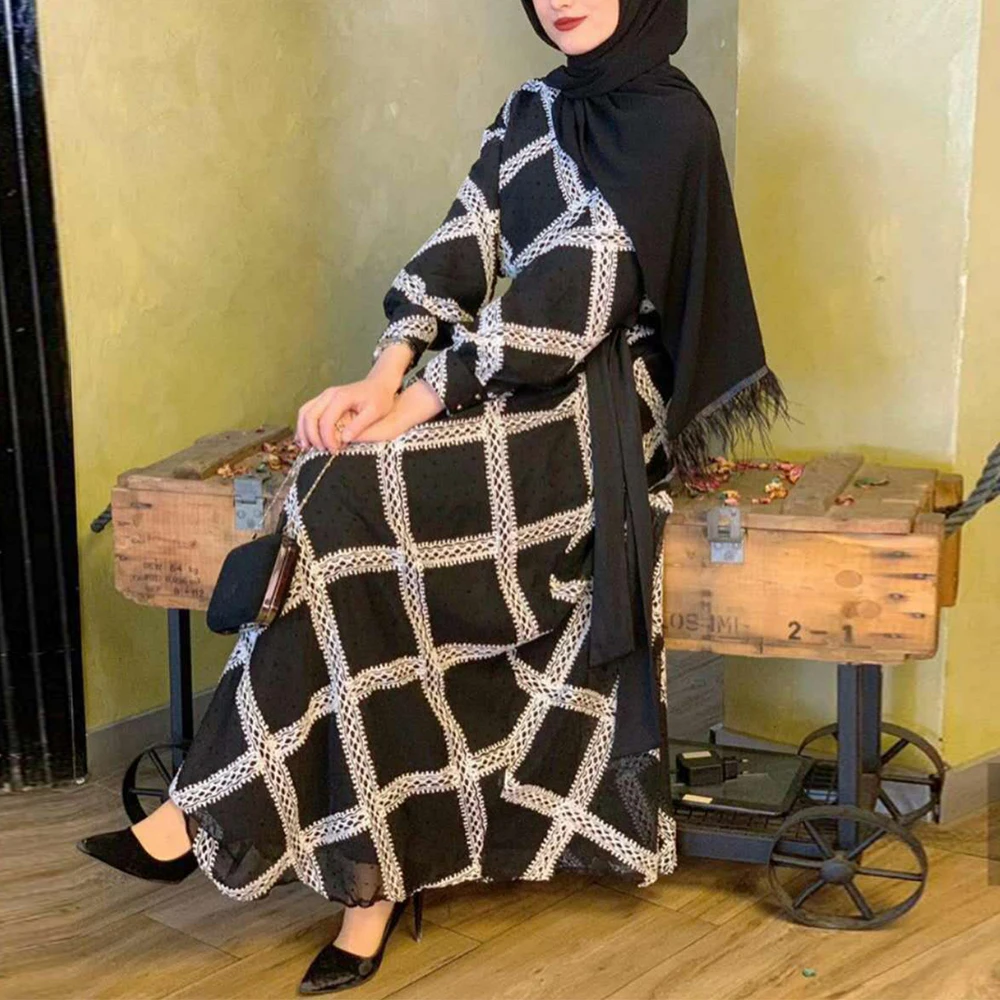 Vestidos кафтан Дубай Абая Турция мусульманский модный хиджаб платье мусульманская