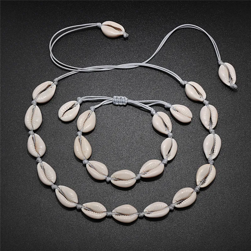 Seashell браслет ожерелье DIY для Чехол женский Шарм ювелирные изделия Лето Пляж Вязание женские Богемные аксессуары DIY adjustabl
