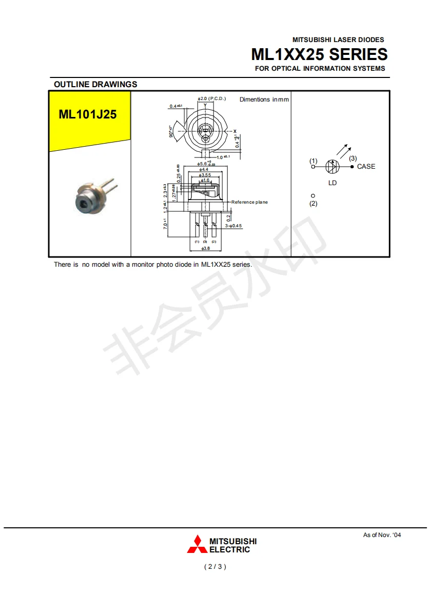 5 шт. Мицубиси ML101J25 TO18-5.6mm красный 650нм 658нм 100 мВт лазерный диод олово-контактный